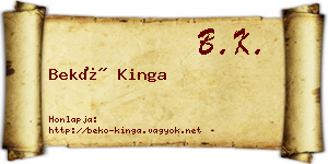 Bekő Kinga névjegykártya